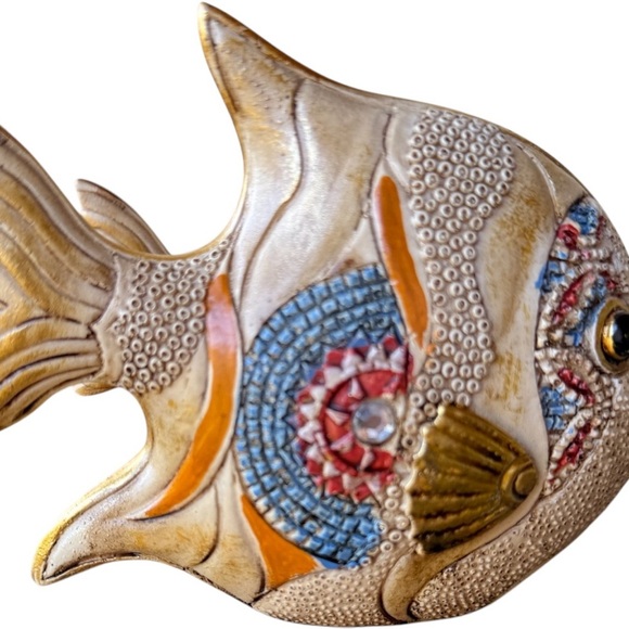 Decorative Mosaic Fish Figurine Multicolor Small Art Piece 7" x 5.5" - Picture 5 of 7